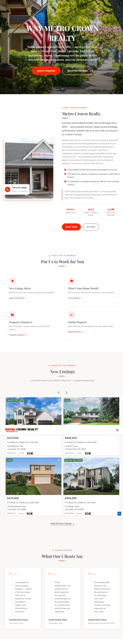 Metro Crown Realty Website Screenshot
